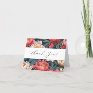 Peonies rose et blanc Oriental Thank You Cartes