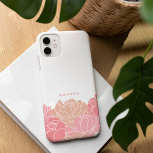 Peonies rose pâle coque iphone personnalisé