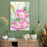 Peonies roses Aquarelle toile étirée<br><div class="desc">Belle aquarelle de Peonies roses sur toile étirée. Mesures 24"x 36".</div>