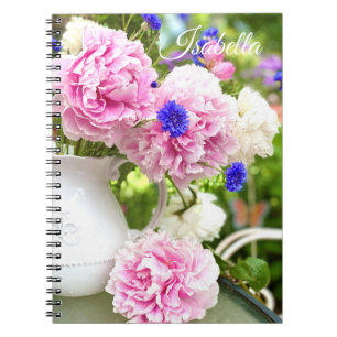 Peonies roses Carnet photo Spiral personnalisé