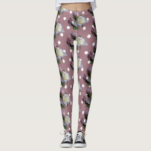 Peonies roses Élégantes Leggings Personnalisés