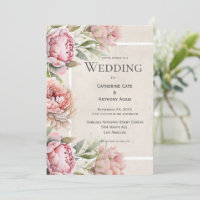 Peonies roses Faire-part de mariage d'aquarelle fl