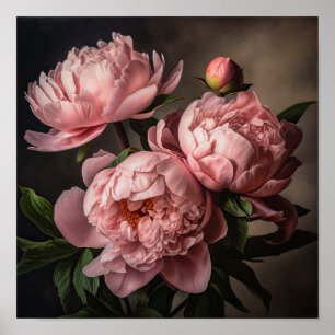Peonies roses Flower Art Imprimer Poster