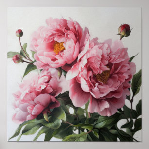 Peonies roses Flower Art Imprimer Poster