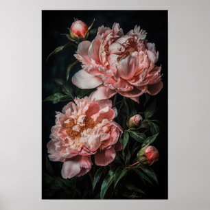 Peonies roses Flower Art Imprimer Poster