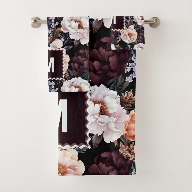 Peonies sombres Motif floral | Monogramme (En situation)
