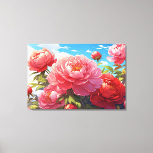 Peonies toile étirée Impression