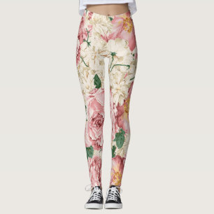 Peonies vintages et Hydrangeas Leggings Motifs