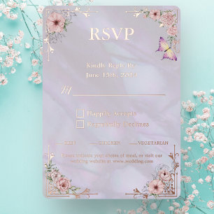 Peony Bouquet Mariage Foil Carte de réponse RSVP