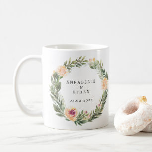 Peony et Foliage Mariage Favoriser le café Mug