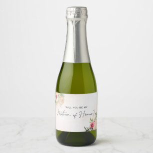 Peony et Gold Bloom Matron of Honor Wine Étiquette