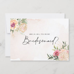 Peony et Gold Foil Blooms Bridesmaid carte plat