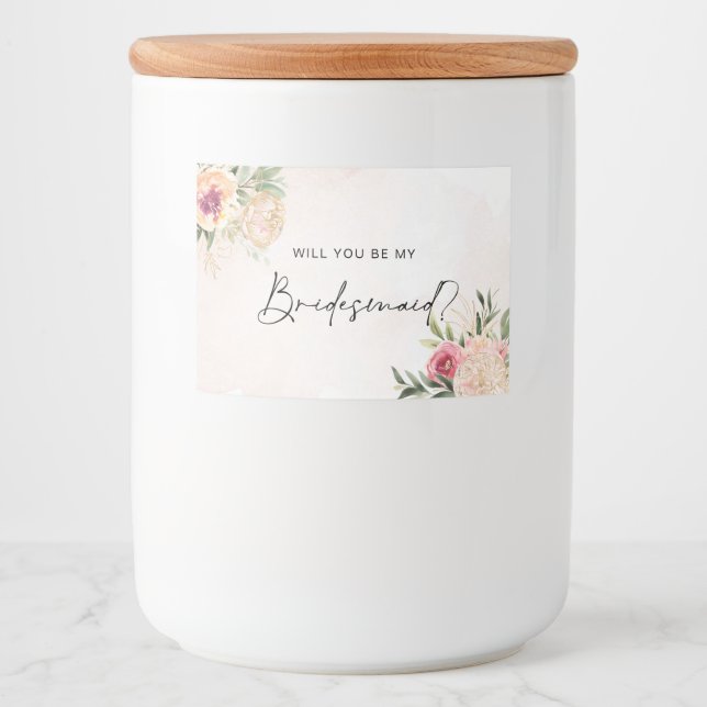 Peony et Gold Foil fleurit Bridesmaid Étiquette de (Devant)