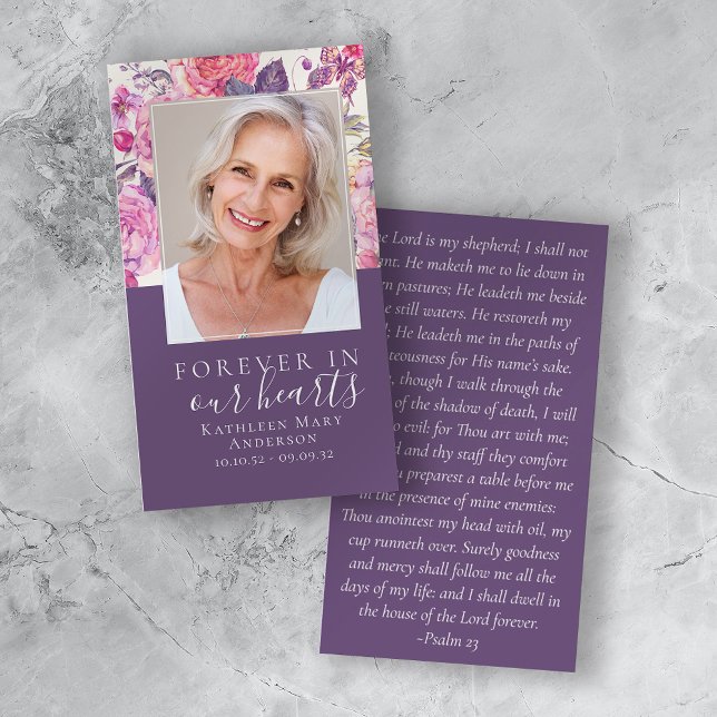 Peony Floral Dans Nos Coeurs Carte De Prière Memor (Créateur téléchargé)