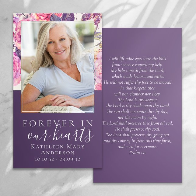 Peony Floral Dans Nos Coeurs Carte De Prière Memor (Créateur téléchargé)