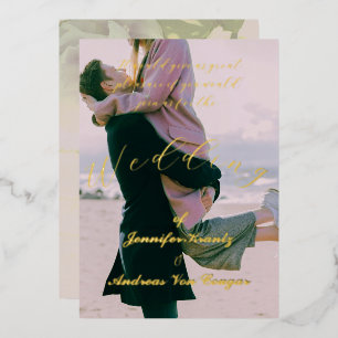 Peony Floral Photo Mariage Foil Invitation