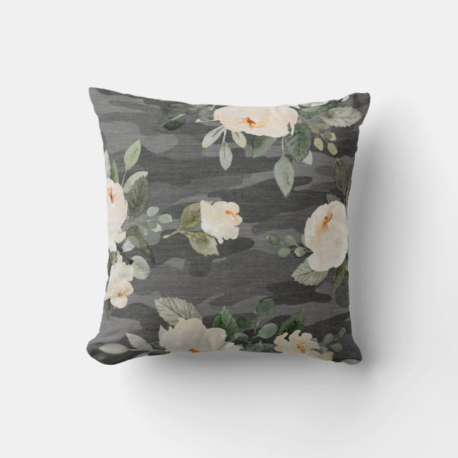 Peony Grey Camo Lance Oreiller (Recto)