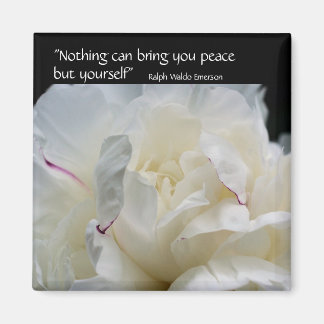 Peony Inner Peace Inspiration Quote Magnet