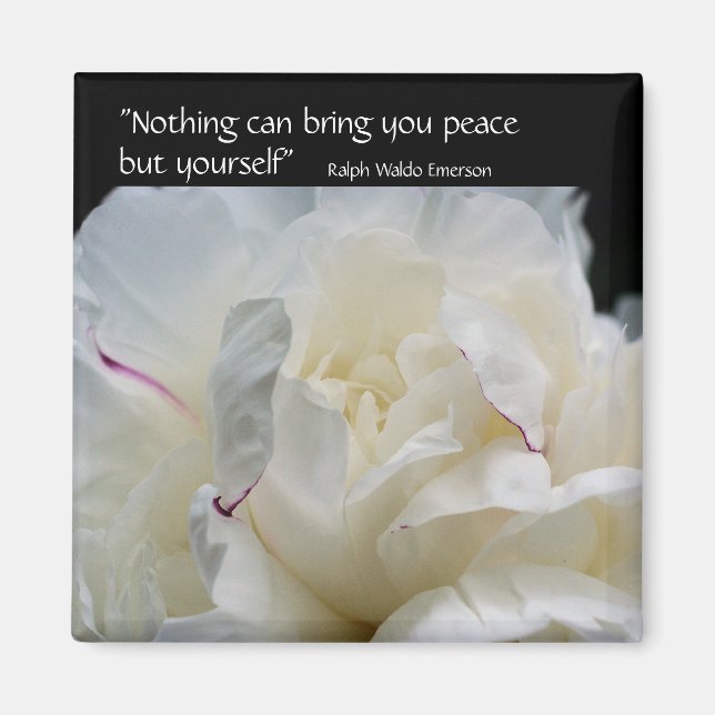 Peony Inner Peace Inspiration Quote Magnet (Devant)
