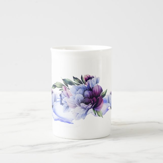Peony Noir Bone China Mug (Devant)