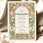 Peony Nouveau Faire-part de mariage Alphonse Mucha<br><div class="desc">Célébrez votre journée spéciale avec ce magnifique Faire-part de mariage Peony Nouveau inspiré par le mouvement Art Nouveau. L'aquarelle présente une arche de fleurs de pivoines vibrantes dans le style signature d'Alphonse Mucha, le célèbre artiste Art Nouveau. Les pivoines représentent la prospérité, la bonne fortune et un mariage heureux, ce...</div>