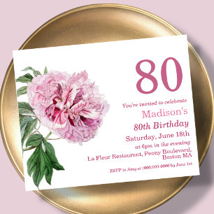 Peony rose 80e Invitation d'anniversaire du budg