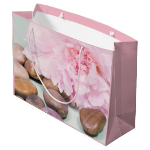 Peony rose Avec Rocks Zen Sac Cadeau