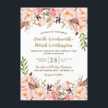 Peony Rose Blush et Gold Wedding Invitations<br><div class="desc">Peony Pink Blush et Gold Wedding Invitations - dispose d'une belle mise en page texte d'or imprimé et bronze décoré de pivoines, roses et verdure. REMARQUE : ce produit est prédimensionné à 4, 5 x 6, 25 pouces. Si vous avez besoin d'un invitation de 5 x 7 pouces, vous pouvez...</div>