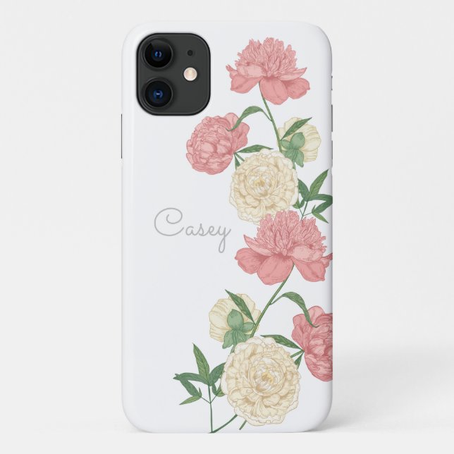 Peony rose Moderne coque iphone personnalisé (Dos)
