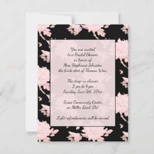 Peony rose sur invitation noire sensation vintage
