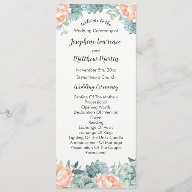 Peony Succulents Foliage Programme de mariage (Devant)