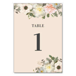 Peonys et Anémones Mariage Blush Numéro de table