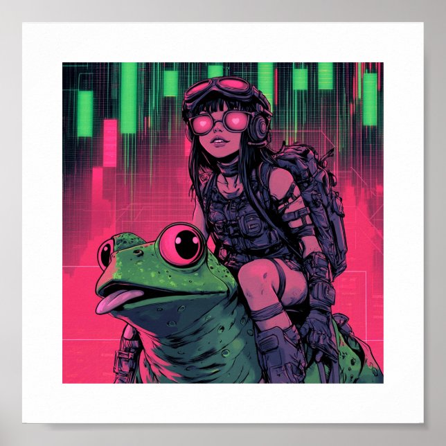 Pepecoin Waifu Poster Frog Rider Edition (Devant)