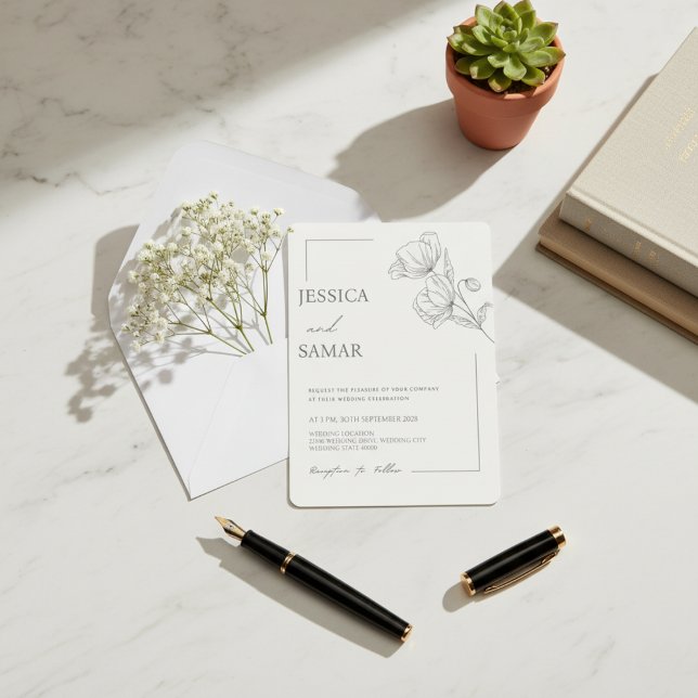 Pépites dans le Faire-part de mariage en fleur (Poppies in Bloom Wedding Invitation)