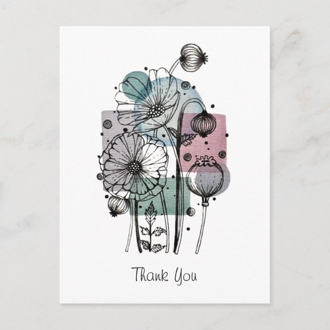 Pépites Doodé En Encre Et Carte Postale Aquarelle (Devant)