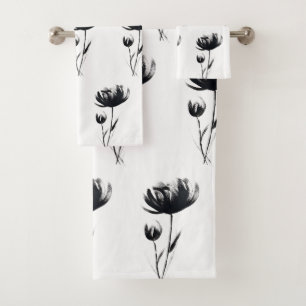 Pépites noires Fleurs Abstraites Jardin Floral