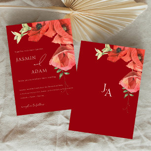 Pépites rouges Crimson Faire-part de mariage flora