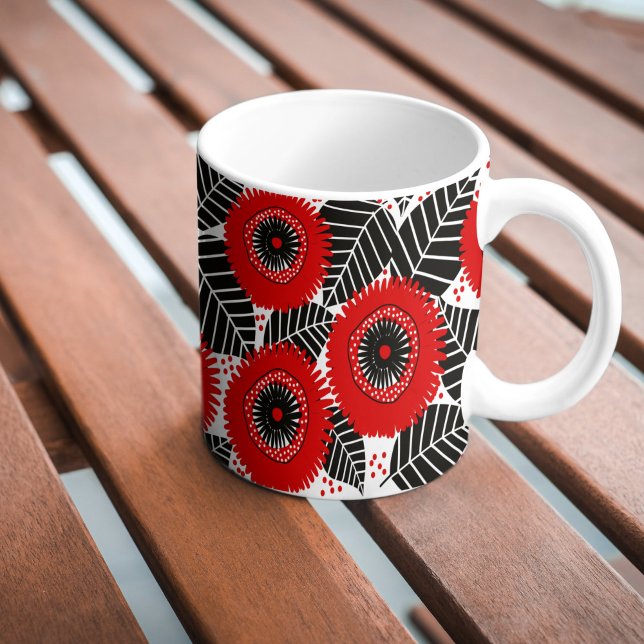 Pépites rouges funky Motif floral Mug (Créateur téléchargé)