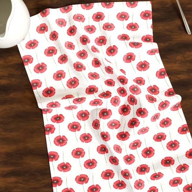 Pépites rouges mignonnes sur linge de cuisine Flor (A cute poppy pattern kitchen towel that will look fabulous in your kitchen)