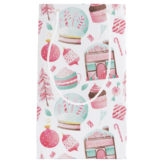 Peppermenthe Aquarelle Sac cadeau de Noël (Devant)