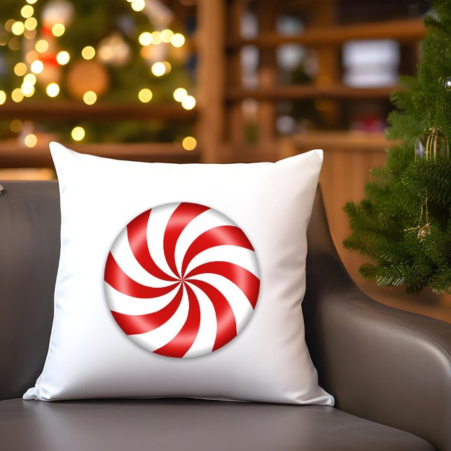Peppermenthe Coandy Jeter Oreiller (Add some sweet peppermint candy to your holiday decor with a Christmas pillow.)