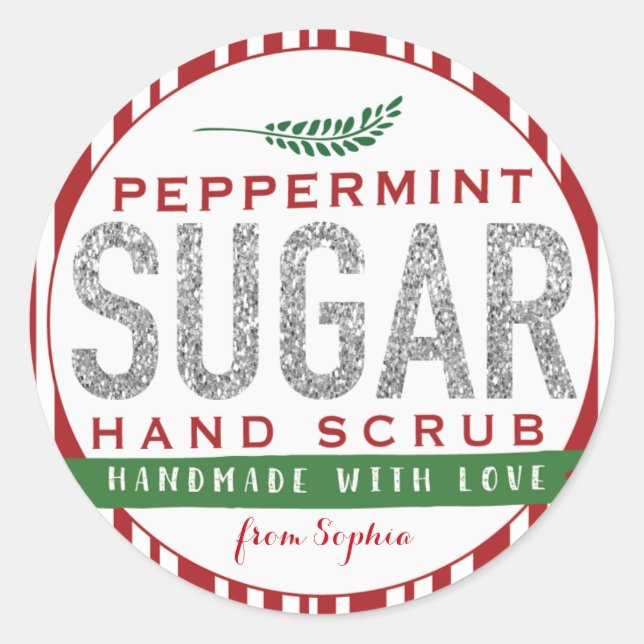 Peppermenthe sucre Scrub Étiquettes Custom Mason J (Devant)