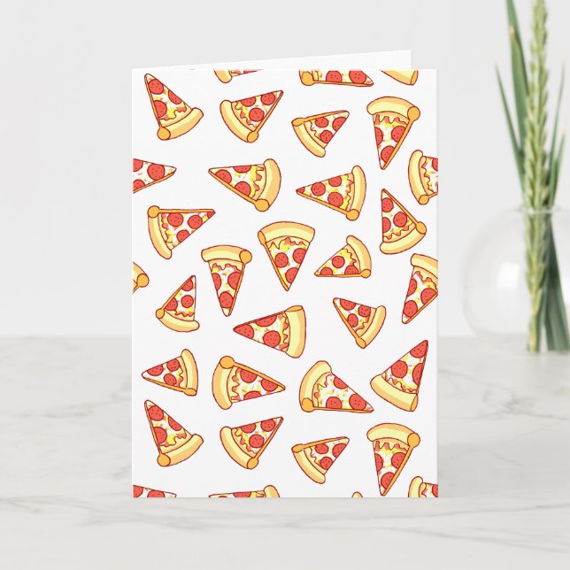 Pepperoni Pizza Dessin Motif Carte de voeux (Devant)