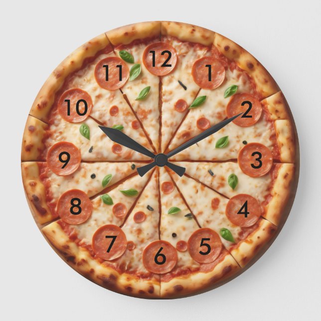 Pepperoni Pizza Horloge - Alimentation italienne P (Recto)