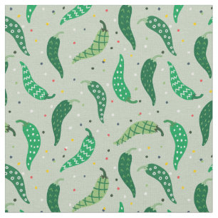 Peppers chiliens mignonnes sur tissu vert