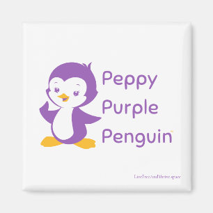 Peppy Purple Penguin Magnet Carré 2 pouces