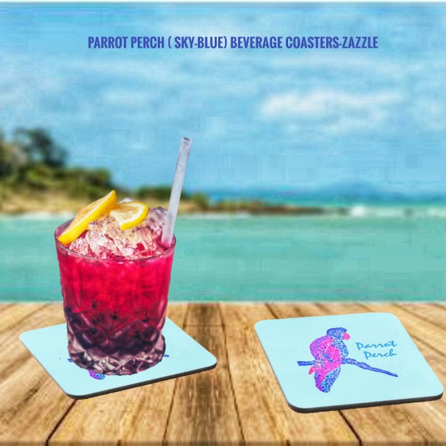 Perche de perroquet (bleu ciel) dessous de verre e (Créateur téléchargé)