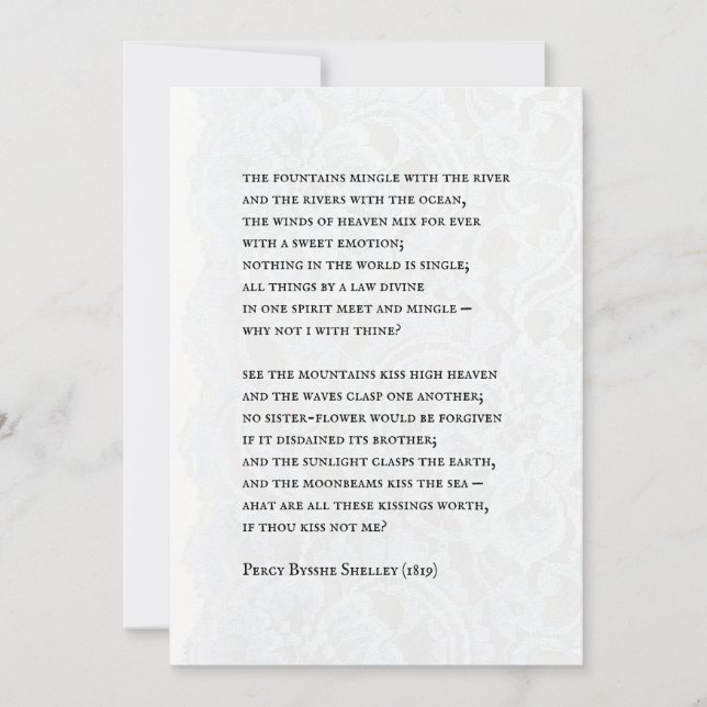 Percy - Romantic Poem Wedding Invitation (Devant)