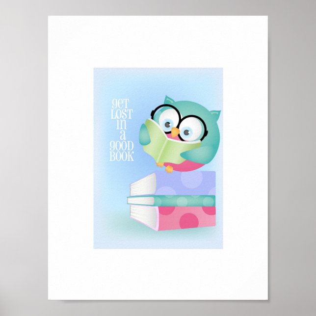 Perdez-vous dans un bon livre Affiche de hibou (Devant)