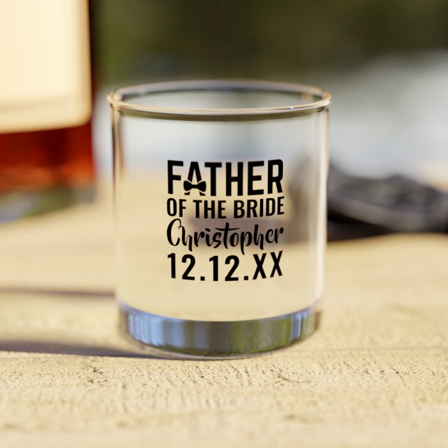 Père de la mariée Merci verre à whisky (Lovely gift for the father of the bride (or groom) Just add his name, your wedding date & a message)